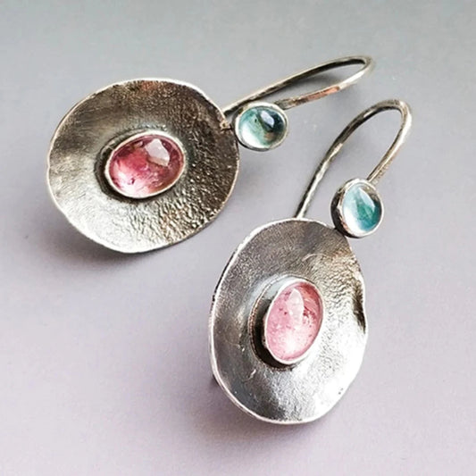 Boucles d’Oreilles Raffinées Vintage Bicolores Argent