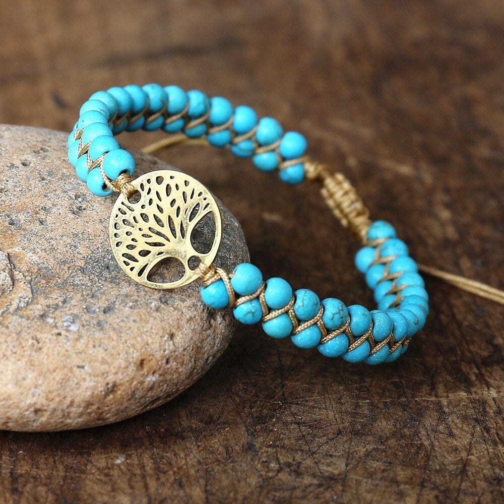 Bracelet Arbre de Vie Artisan avec Pierre Turquoise