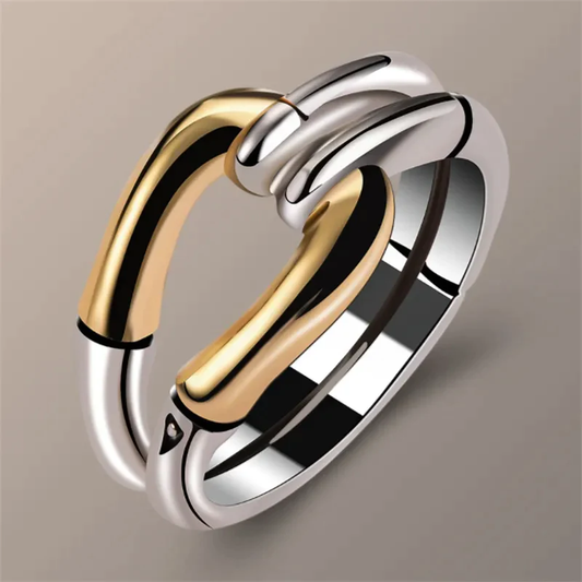 Bague Vintage Nœud Bicolore Or et Argent