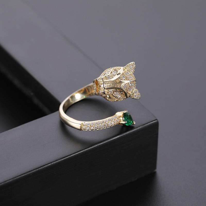 Bague Léopard Ajustable Ornée de Zircons