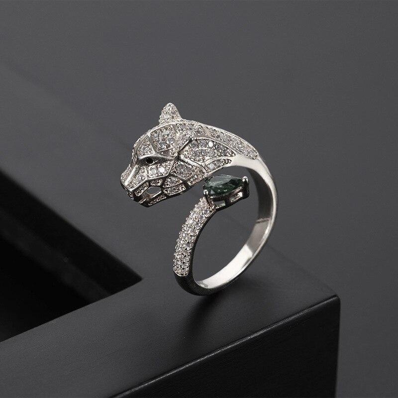 Bague Léopard Ajustable Ornée de Zircons
